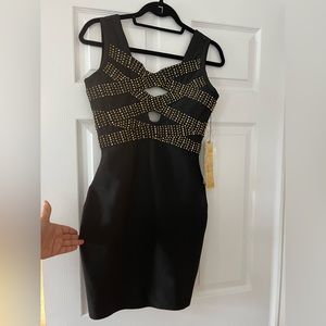 Black Jeweled Body-con Dress M
